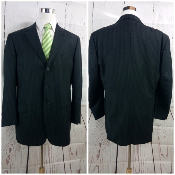 Joseph Abboud Pinstripes 44L Charcoal Suit Blazer - Picture 6 of 8